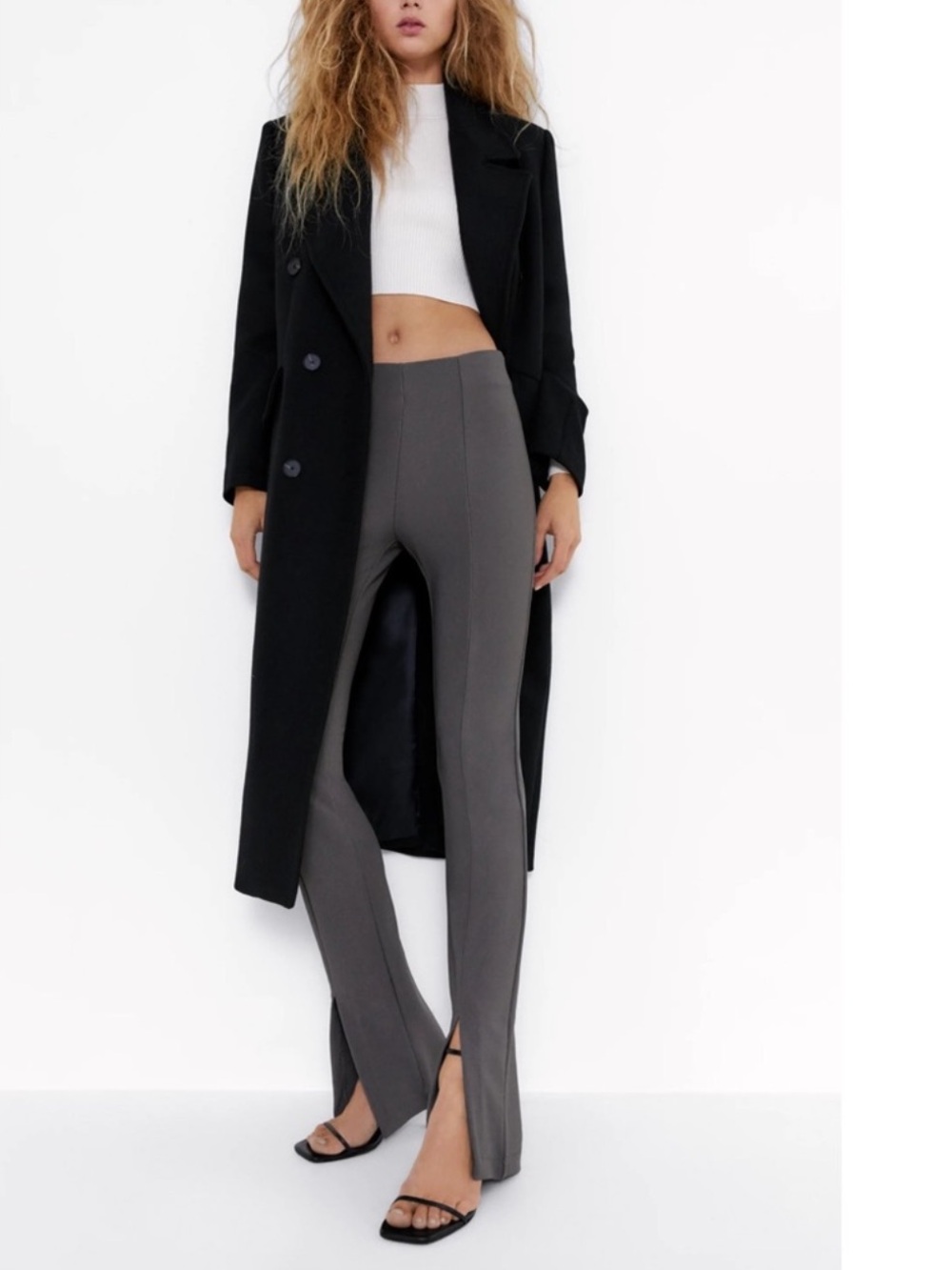 ZARA HIGH WAIST RIBBED FLARED LEGGINGS SIZE MEDIUM